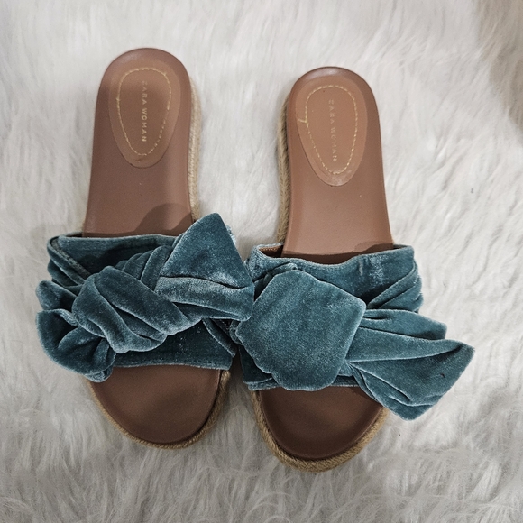 Zaea Teal Women's Slide Sandals - Picture 1 of 5